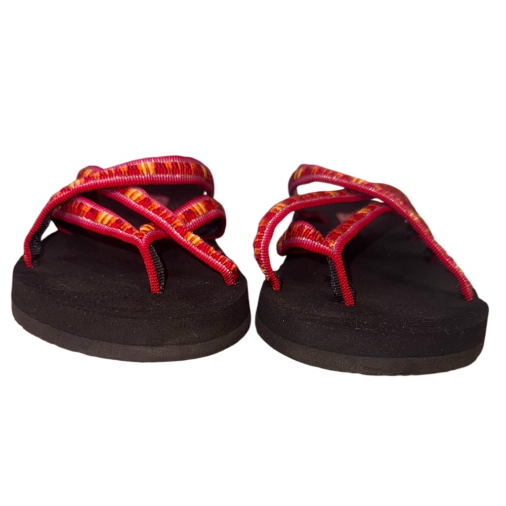 TEVA PINK RED ORANGE flip flops women’s sandals shoes size 10 - Picture 6 of 14